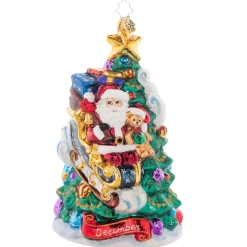 6 Inch December Decadence Santa on Christmas Tree Ornament|
