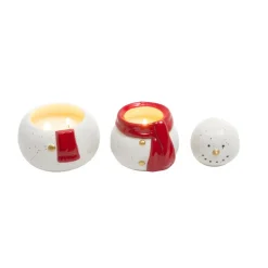 8 inch Festive Ceramic Snowman Wax Jar with Scarf| Clearance