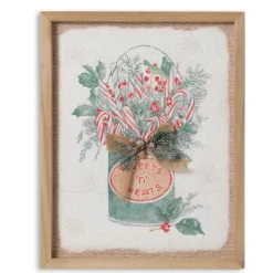 14 inch Green Bucket with Burlap Bow & Pine Wall Decor| Best