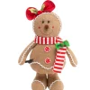 15 Inch Holiday Gingerbread Girl Plush with Festive Bow| Clearance