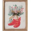 14 inch Santa Boots Wall Decor with Burlap Bow & Pine|
