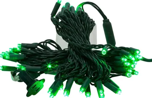 50 LED 5MM Green Lights Green Wire  | The Christmas Loft|Kurt Adler Best