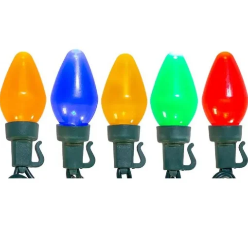 25 LED Multi-Color Pear C7 Shaped Lights With Green Wire | The Christmas Loft|Kurt Adler Online