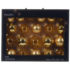 21 Piece Assorted Gold Glass Ornament Set| Outlet