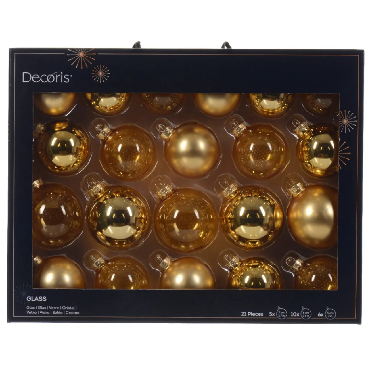 21 Piece Assorted Gold Glass Ornament Set| Outlet