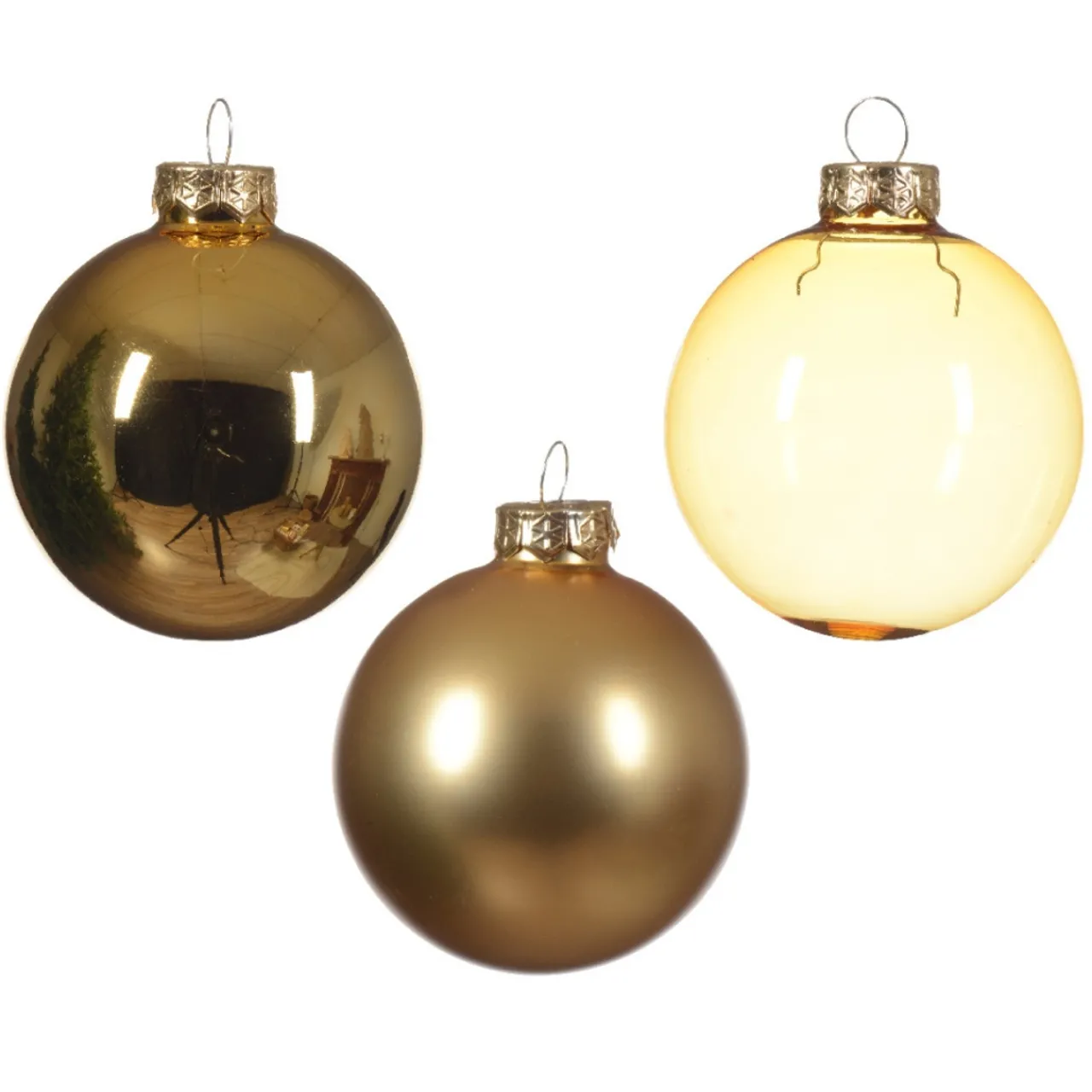 21 Piece Assorted Gold Glass Ornament Set| Outlet
