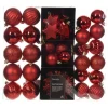 40 Piece Red Shatterproof Ornament Set| New