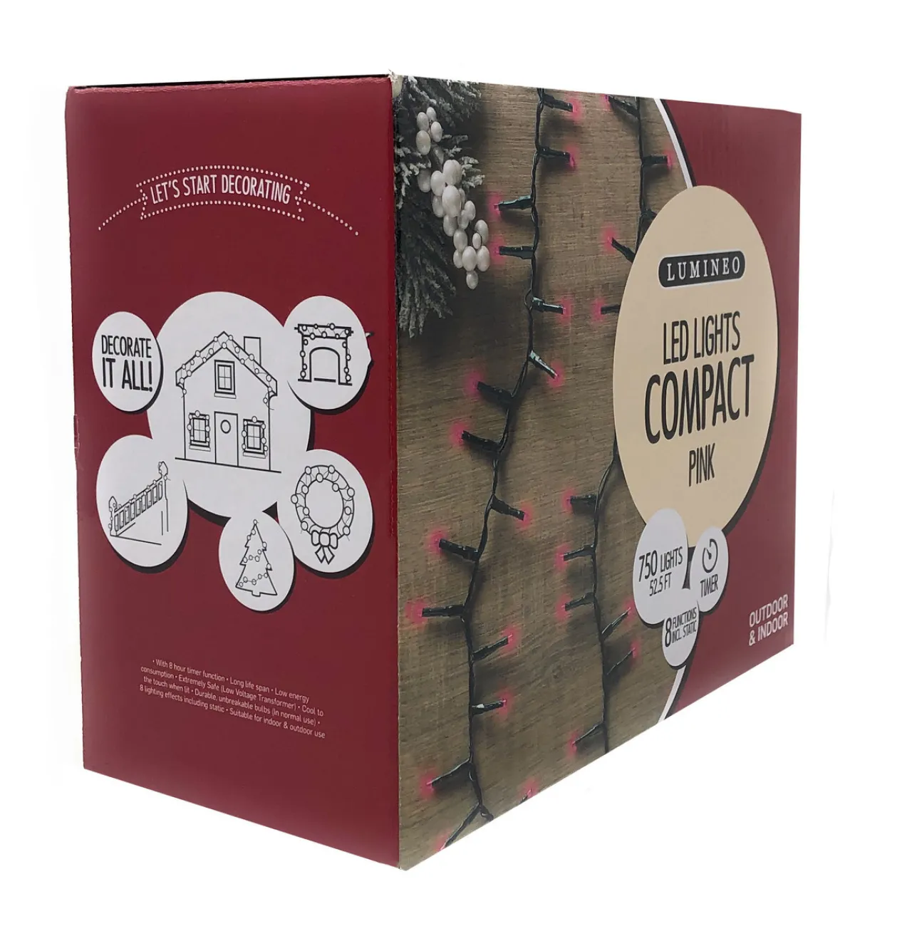 750 PINK LED Bulbs, Christmas Lights Strand on GREEN wire 53 Feet|Lumineo Sale