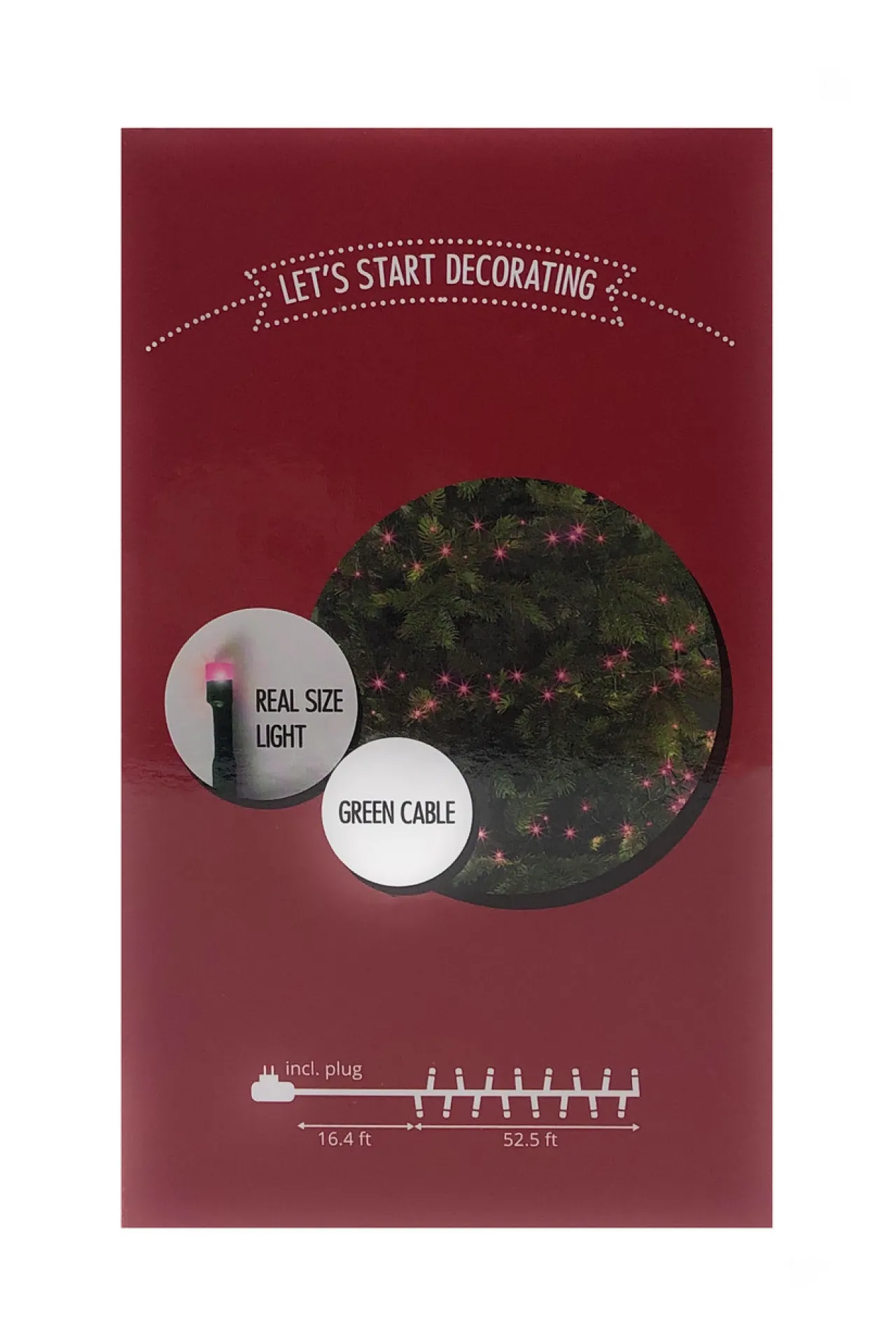 750 PINK LED Bulbs, Christmas Lights Strand on GREEN wire 53 Feet|Lumineo Sale
