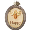 3" Charm Ornament Adorned with an Image of A Bee and The Word "Happy"| Best