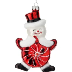 4" Glass Peppermint Candy Snowman Ornament| Online