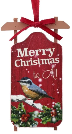 6.6" Merry Christmas Red Sled Ornament|