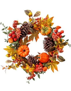 22" Pumpkin &amp; Acorn Wreath| Outlet