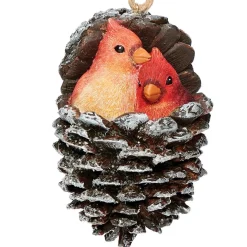 3.2" Roman - Cardinals In A Pinecone Cuddling Each Other Ornament| Online