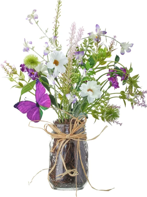 15&quot; Wildflower with Butterfly in Glass Jar| Sale