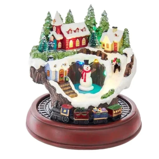 Battery-Operated Musical LED Village and Train Table Piece|Kurt Adler New