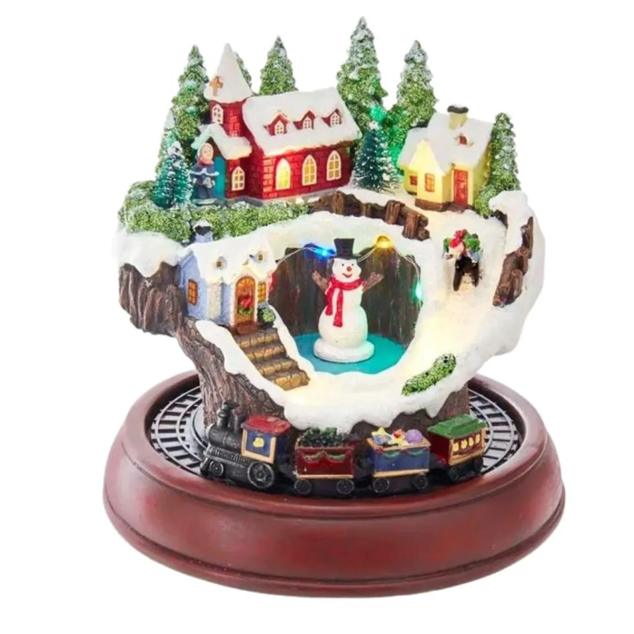 Battery-Operated Musical LED Village and Train Table Piece|Kurt Adler New