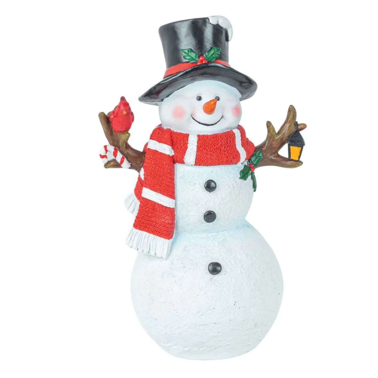 Black Top Hat Snowman with Cardinal| New