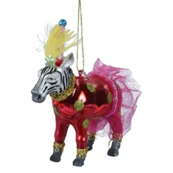 Blown Glass Circus Zebra Ornament|