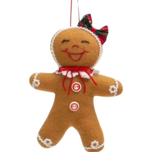 Cheerful Gingerbread Girl with Bow Ornament| Clearance