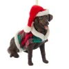 Chocolate Brown Labrador with Plaid Coat and Santa Hat Ornament|Kurt Adler Discount