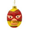 Cody Foster Yellow Mexican Wrestler Mask Blown Glass Ornament|Cody Foster & Co.