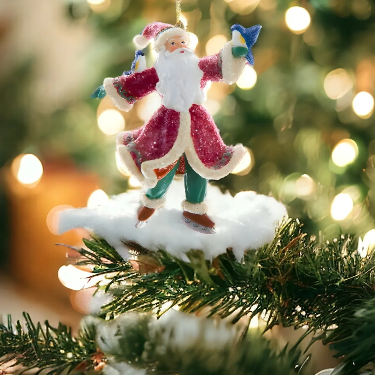 Comfort And Joy Skating Santa Ornament|Kurt Adler Outlet