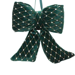 Dark Green and Gold Velvet Polyester Bow| Hot
