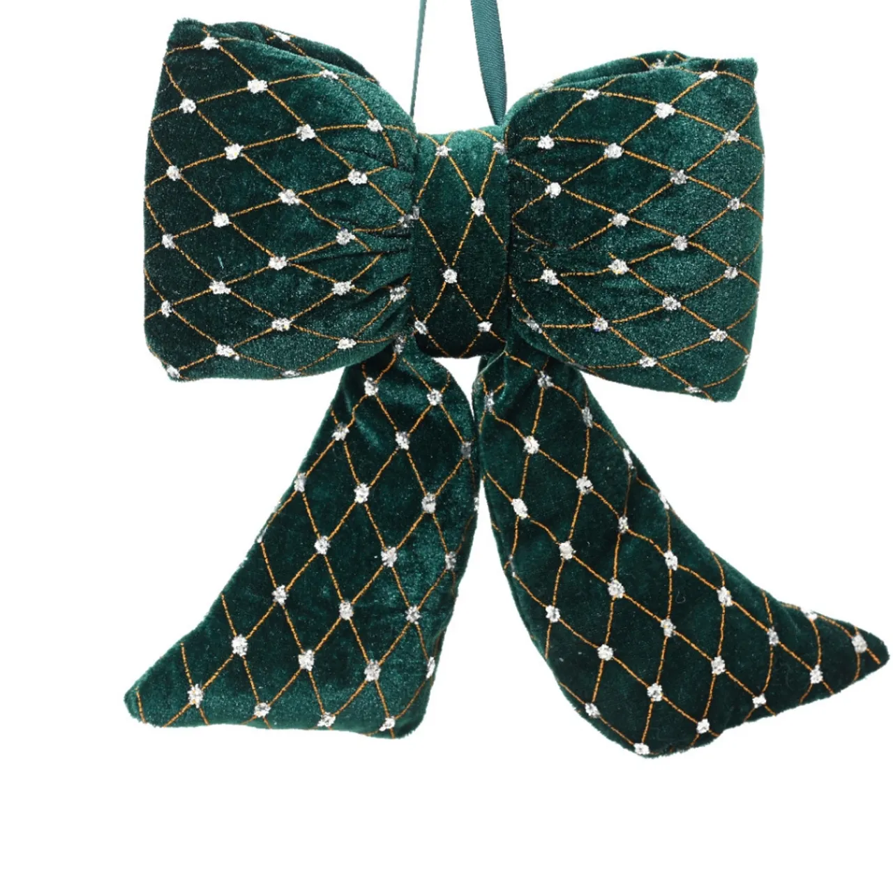 Dark Green and Gold Velvet Polyester Bow| Hot