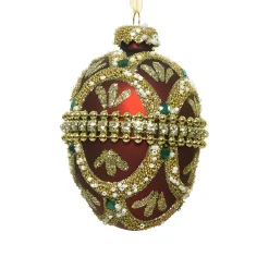 Dark Red Beaded Glass Egg Ornament| Best