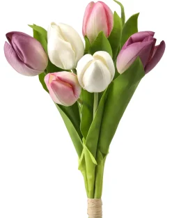 Eve Mixed Dutch Tulips Pink White Purple 19"|