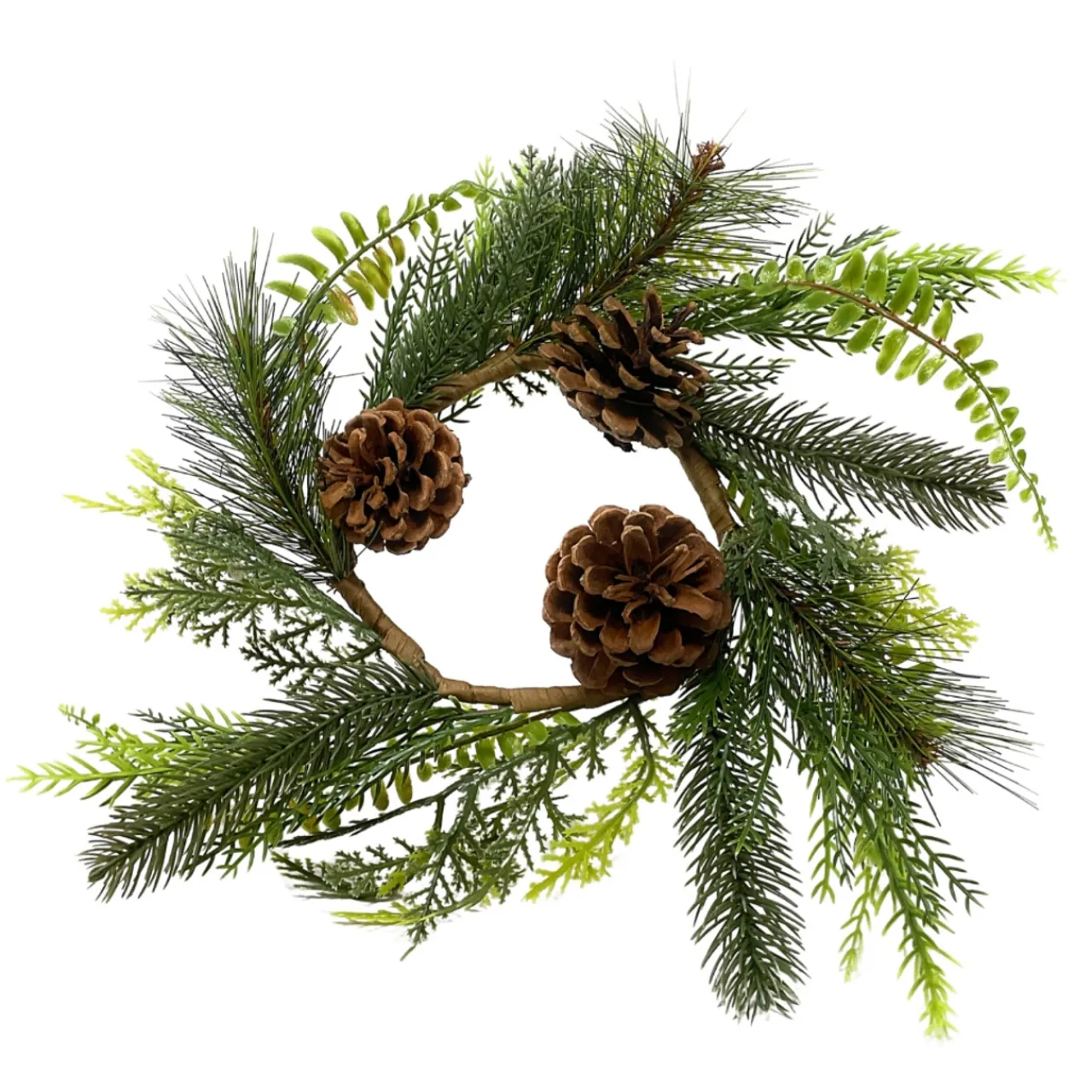 Evergreen Pine and Pinecone Candle Ring|