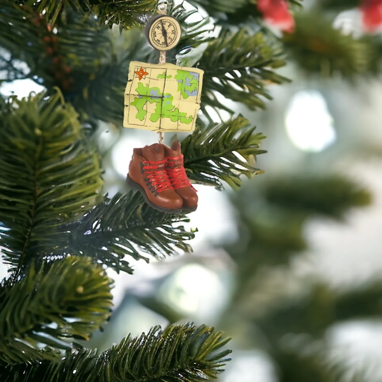 Explorer's Hiking Boot & Map Ornament| New