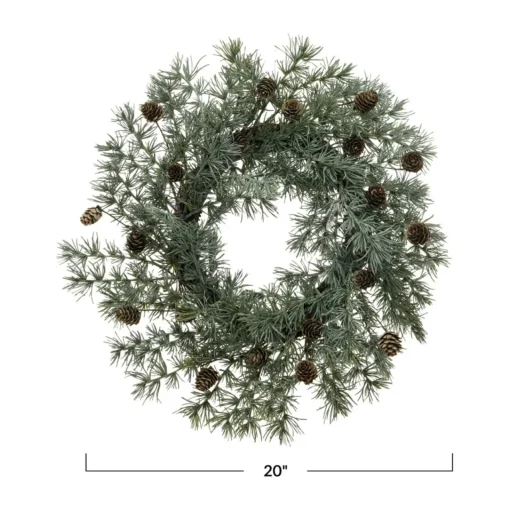 Faux Atlas Cedar Wreath with Natural Pinecones| Hot