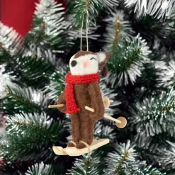 Felt and Wood Reindeer on Skis Ornament| Best