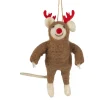 Felt Reindeer with Red Antlers Ornament| Clearance