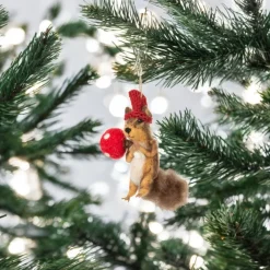 Felt Squirrel with Mushroom Ornament| New