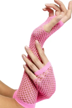 Fishnet Gloves, Pink, Long| Clearance