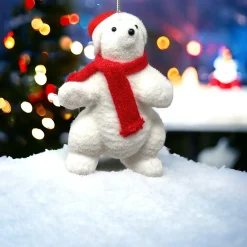 Flocked Polar Bear Standing| Clearance