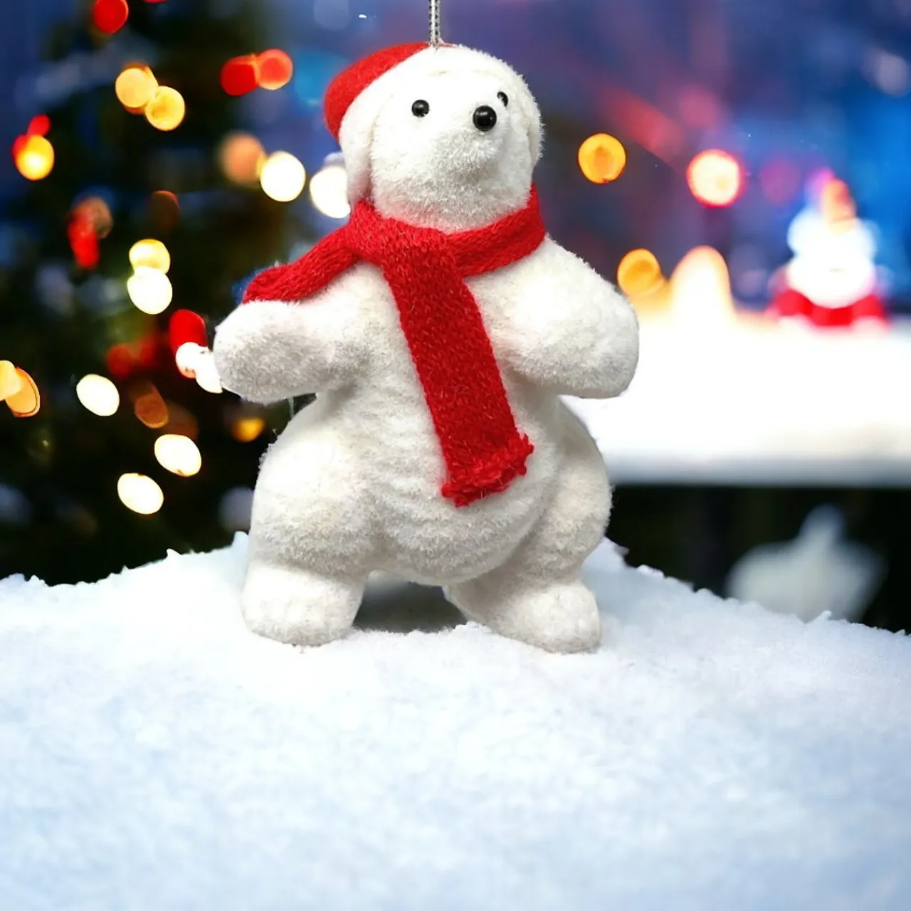 Flocked Polar Bear Standing| Clearance