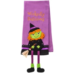 Ganz - Spooky Witch Dangle Leg Tea Towel| Clearance