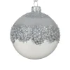Glass Ball with Silver Glittered Cluster Ornament| New