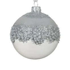 Glass Ball with Silver Glittered Cluster Ornament| New