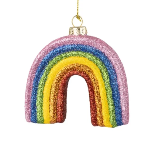 Glass Rainbow Multicolor Ornament with  Glitter| Discount