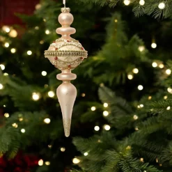 Gold Elegant Glass Finial Set of 2 Ornaments| Outlet