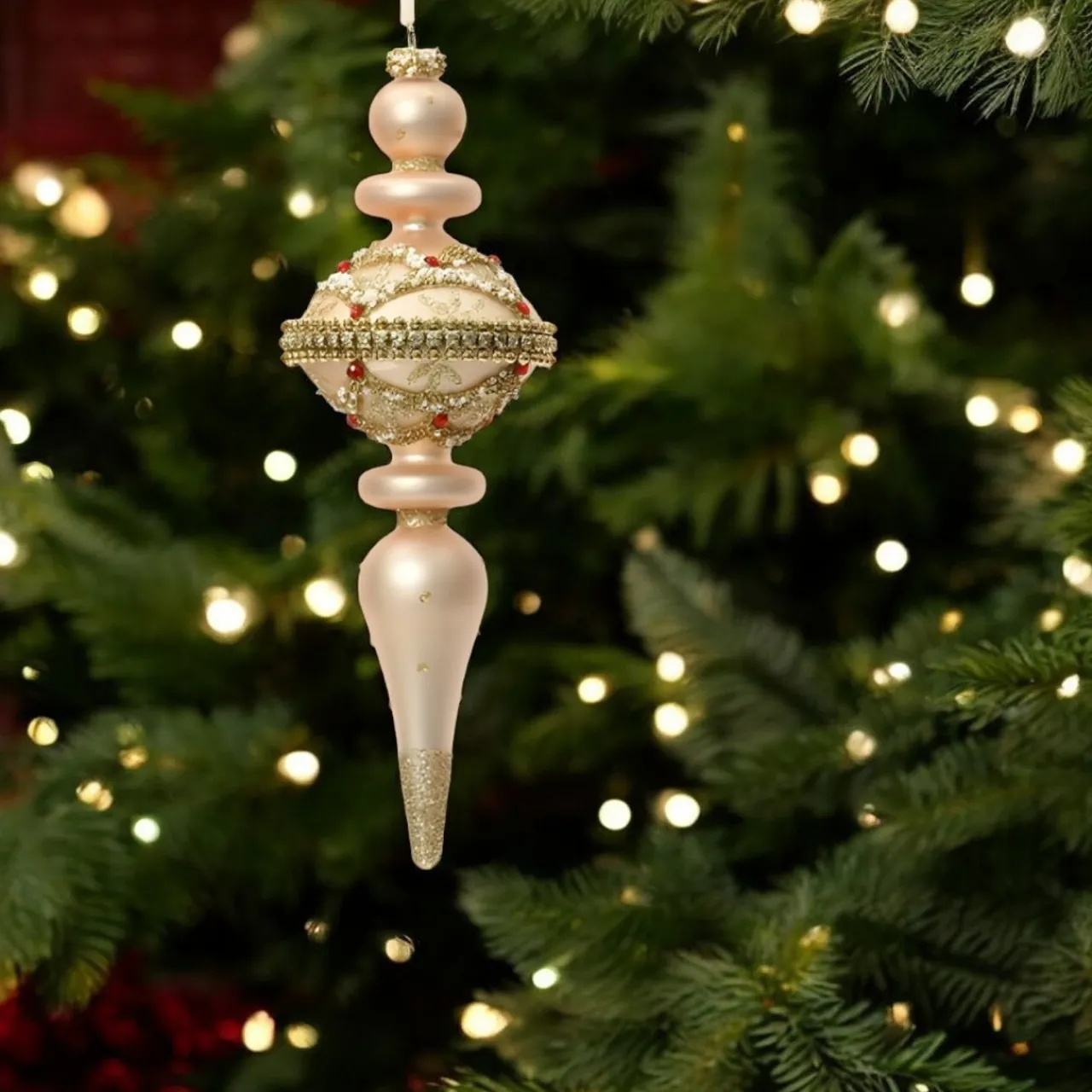 Gold Elegant Glass Finial Set of 2 Ornaments| Outlet