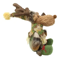Green Plush Sitting Moose Figurine - The Christmas Loft| Online