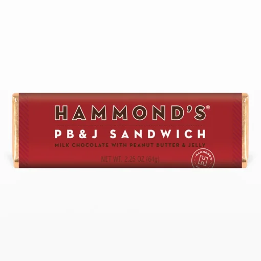 Hammond's Candies PB &amp; J Sandwich Milk Chocolate Candy Bar| New