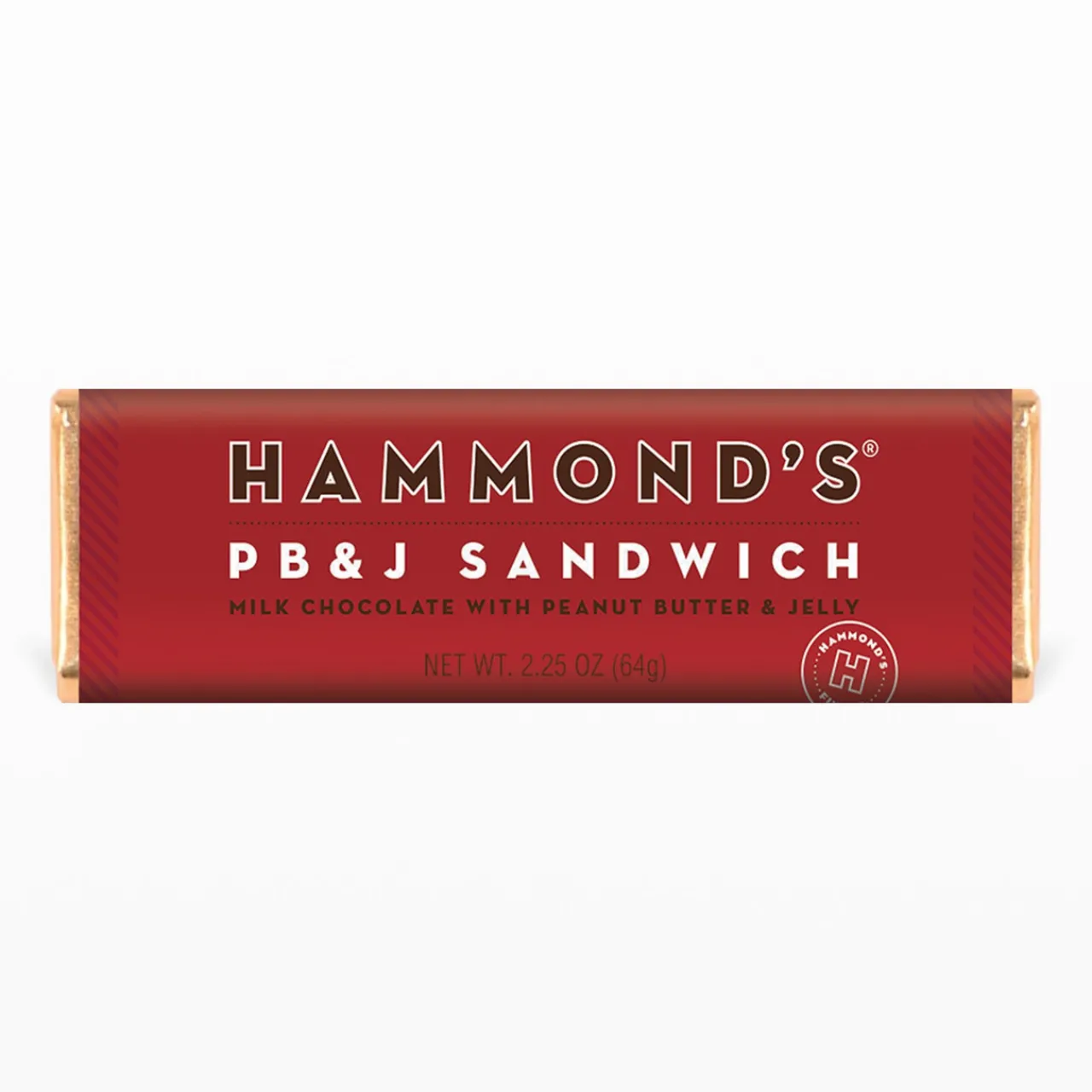 Hammond's Candies PB & J Sandwich Milk Chocolate Candy Bar| New
