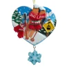 Heart Shaped Ski Life Resin Ornament with Dangle - 4in J8885|Kurt Adler Clearance